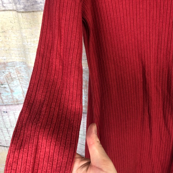 ALL IN FAVOR Long Sleeve Midi Sweater Dress Claret - Picture 5 of 8